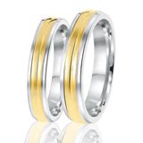 Lucardi Heren Vriendschapsring San Sebastian - Ring - Echt Zilver - Zilver en Goudkleurig