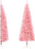 vidaXL Kunstkerstboom half met standaard smal 150 cm roze