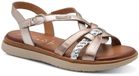 Tamaris Comfort-leren sandalen Dames 39 Grijs Platte sandalen Leer