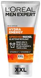 L'Oréal Men Expert XXL gezichtsreiniging tegen vermoeide huid voor mannen, verfrissende wasgel tegen onzuiverheden, heren cleanser voor het gezicht met guarana en vitamine C, hydra Energy, 1 x 150 ml
