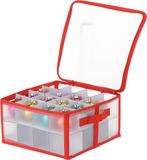 Merkloos Kerstballen opbergbox - Rood - Kunststof - 33,5 x 33,5 x 17,5 cm