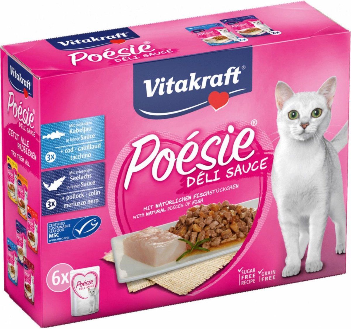 VITAKRAFT Poesie Multipack Deli Sauce Vis Pouch 6x85 g - Kattenvoer - Koolvis&Kabeljauw