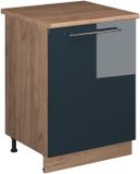 Vicco Wastafelkast Fame-Line, Donkerblauw hoogglans/Goudkleurig Eiken, 60 cm