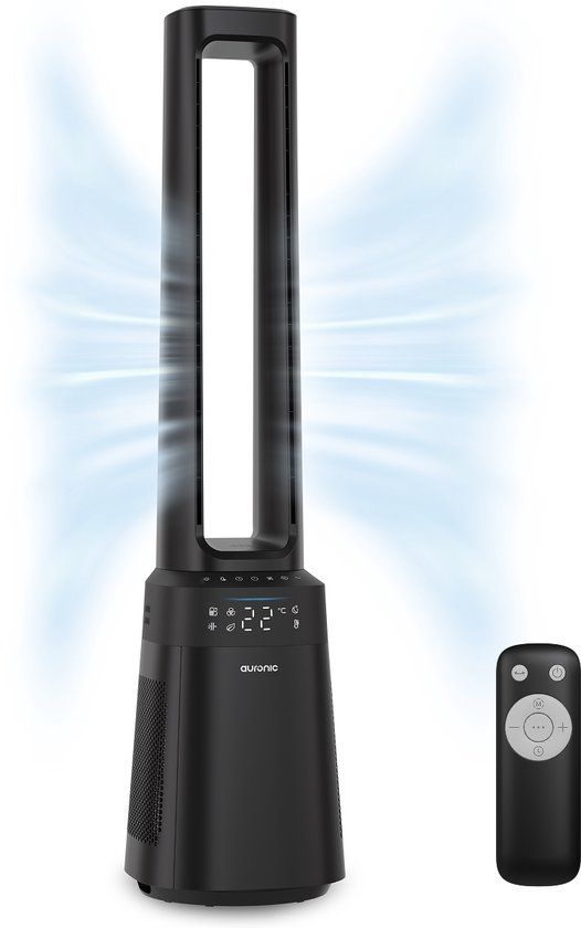 Auronic Torenventilator - Bladeless Model 2 in 1 - Luchtreiniger met HEPA-filter - Ventilator - 10 Standen - Afstandsbediening - 105 cm - Zwart
