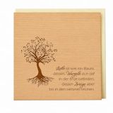 Originele houten wenskaart - motief "boom des levens - liefde, wortels, takken" van kersenhout