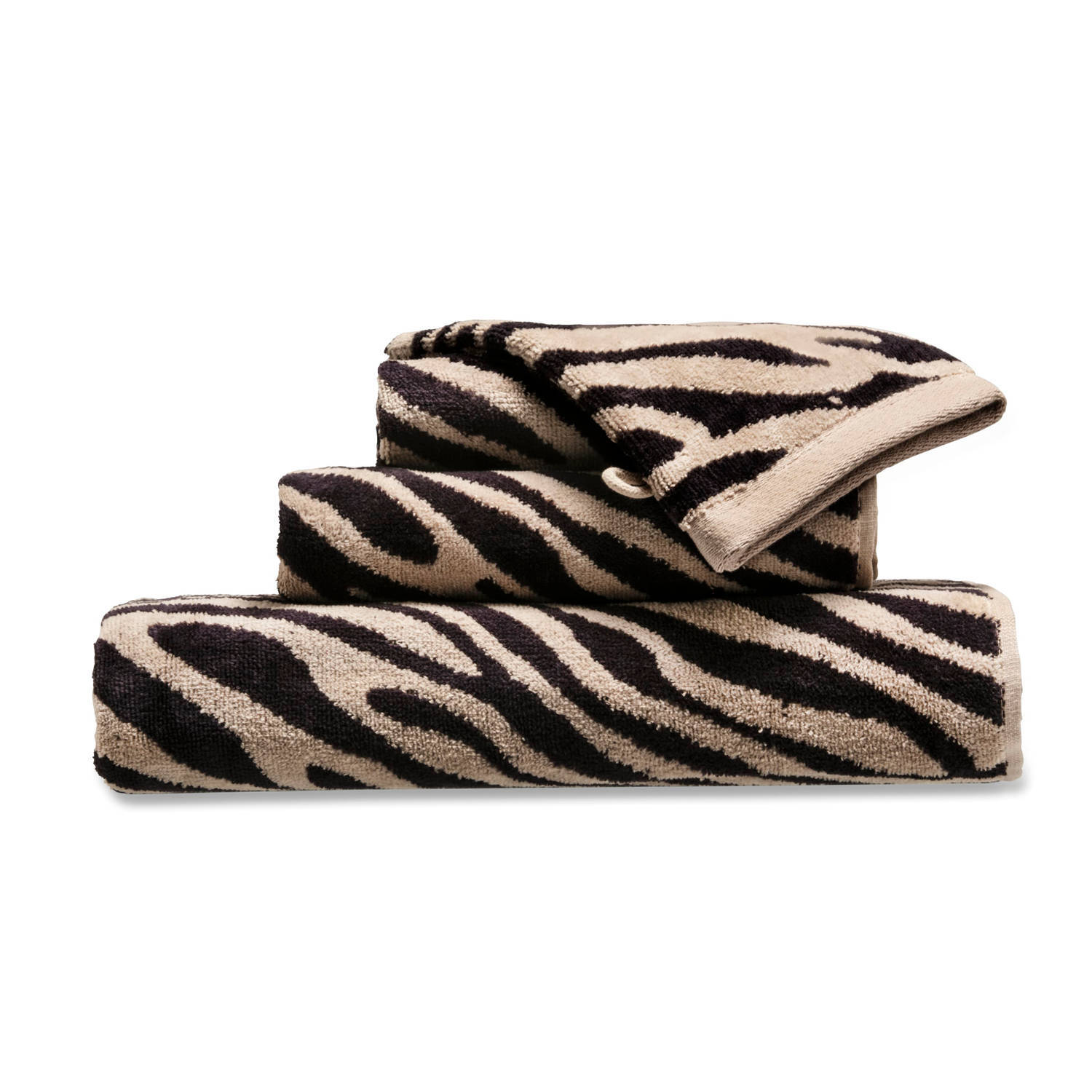 Blokker handdoek zebra - beige/zwart - 70x140 cm