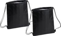 Merkloos / Sans marque Koeltas rugzak in het zwart - 2x stuks - 27 x 33 cm - koeltassen met koordje - lunch rugtasje