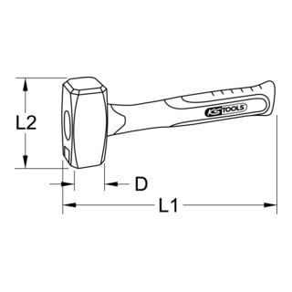 KS Tools RVS voorhamer met glasvezel handvat, 450g