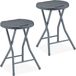 Relaxdays Set van 2 opvouwbare krukken in rotanlook, tuin en balkon, opvouwbare kruk voor buiten, HTB 46 x 32 x 29 cm, grijs