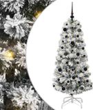 vidaXL Kunstmatige Hinged Kerstboom 150 LED's Groen en Wit 150 cm