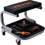VEVOR Autowerkplaatsrolplank, Werkplaatsligstoel, Montageligstoel, Werkplaatskruk, 36 x 36 x 36cm, Montagerolplank met Zitting 36 x 18 x 4cm, Staal en PU Werkplaatskruk, Draagvermogen tot 113 Kg, Gerepareerde Kruk