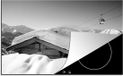 Merkloos KitchenYeah® Inductie beschermer 77x51 cm - Sneeuw op een hut in Zwitserland - zwart wit