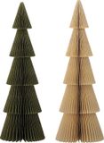 Bloomingville MILAN DECO TREE, set van 2, groen/naturel, papier, 30.5 cm
