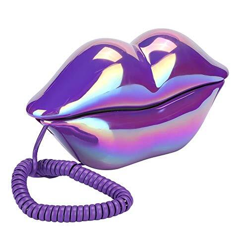 Ccylez Nieuwigheid Purple Lips bedrade telefoon, vaste desktop vaste telefoon Electroplate bedrade telefoon voor thuiskantoor