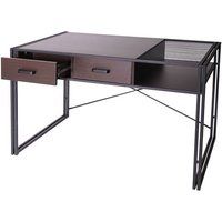 Bureau HWC-H91, bureau computerbureau, industrieel 76x120x70cm ~ donkerbruin