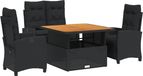 vidaXL Ensemble de jardin 4 pièces en poly rotin noir avec coussins