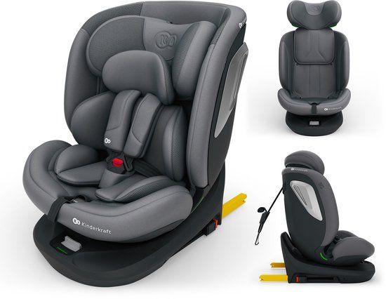 Kinderkraft I-GROW 2 PLUS Autostoel – 40-150 cm i-Size – Met Isofix – Groep 0/1/2/3 – Tot 12 Jaar – Grijs