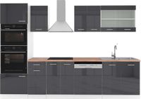 Vicco R-Line Complete keukeneenheid – 300 cm met hoge kast, WB Eik Antraciet hoogglans/wit