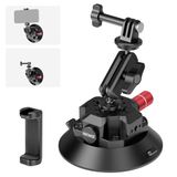 NEEWER 4,5" zuignap camera houder met bal hoofd magische arm, 1/4" 3/8" ARRI gaten, Quick Release Auto Mount met houder & Action Cam Adapter Compatibel met DJI Insta360, CA105