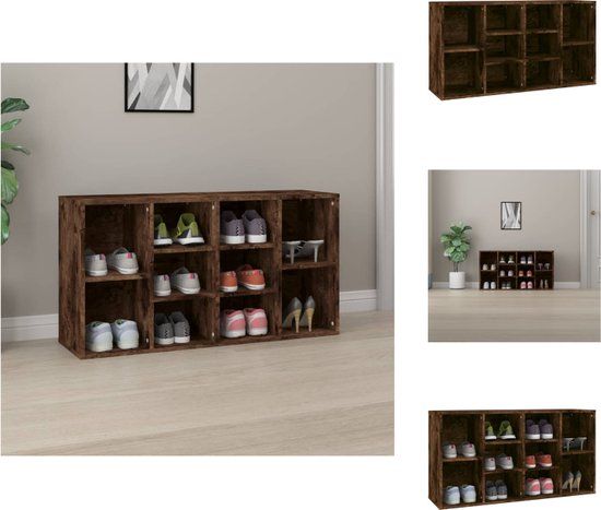 vidaXL Schoenenbank 103x30x54,5 cm bewerkt hout gerookt eikenkleurig