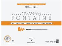 Clairefontaine 976024C Aan 4 zijden gelijmd blok Fontaine Extra Wit - 12 Vellen Extra Wit Aquarelpapier 100% Katoen Gesatineerde Korrel - Professionele Kwaliteit 61x46cm 300g