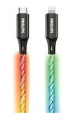 Philips DLC5130L/01 iPhone-oplaadkabel RGB 1 m, 27 W snel opladen bliksemkabel, 480 Mbps synchronisatie, gevlochten wirwar vrij snoer voor iPhone, iPad, MFi compatibel
