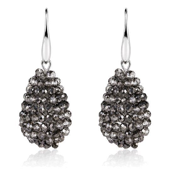 Cilla Jewels Druppel oorhangers Kristal Antraciet