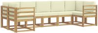 vidaXL - Hoek loungeset - 7 zitplekken - Wit en crèmekleurig - Acacia hout