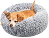 Brevanza Ronde Hondenmand, Zachte Kattenmand, Wasbaar Hondenkussen, Donut Hondenmand, Pluche Hondenmand, Hondenmand, Kattenkussen, Puppybed voor Middelgrote en Kleine Honden, 60 cm Diameter, Grijs