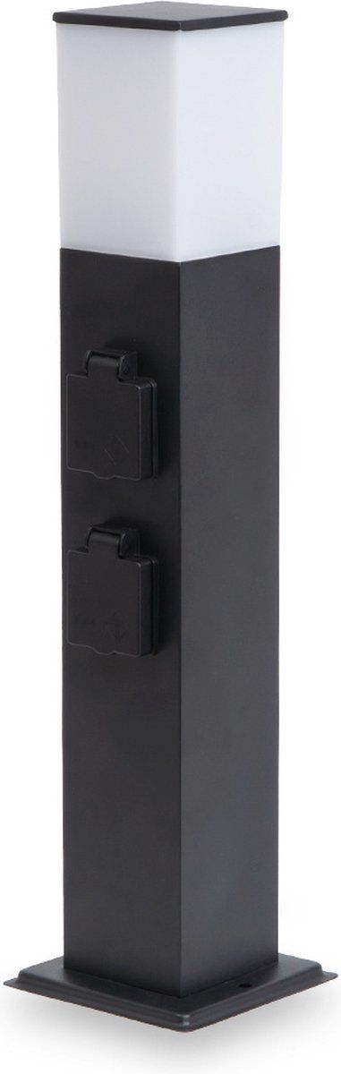 HOFTRONIC - Buitenstopcontact paal - 51cm - 4 stopcontacten - Zwart - E27
