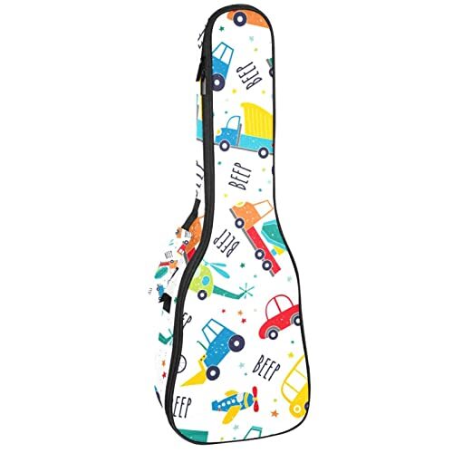 Mersov Tenor Ukulele Gigbag Waterdichte Ukelele Case Gewatteerde Rugzak, Geweldig voor Sopraan Concert (21/23/24") Cartoon Auto