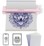 Merkloos Tattoo stencilprinter thermisch - Bluetooth - 2600 mAh batterij - Met 10 A4-transfervellen - Roze