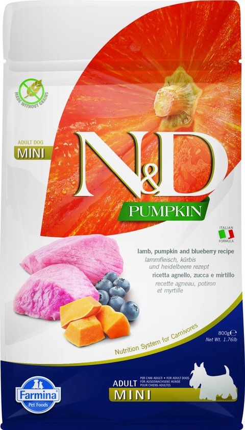 N&D Farmina Farmina N&D Hond Pumpkin Lam, Pompoen & Bosbes Adult Mini 800 gram