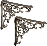 Merkloos Relaxdays Planksteun Antiek - 2 Stuks - Gietijzer - Zwart/Goud