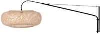 Steinhauer Wandlamp Elegant Classy 4448ZW Zwart met bamboe kap Ø60 cm