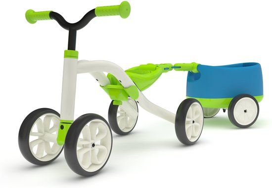 Chillafish Quadie+Trailie kindervoertuig Groen/wit - Loopfiets