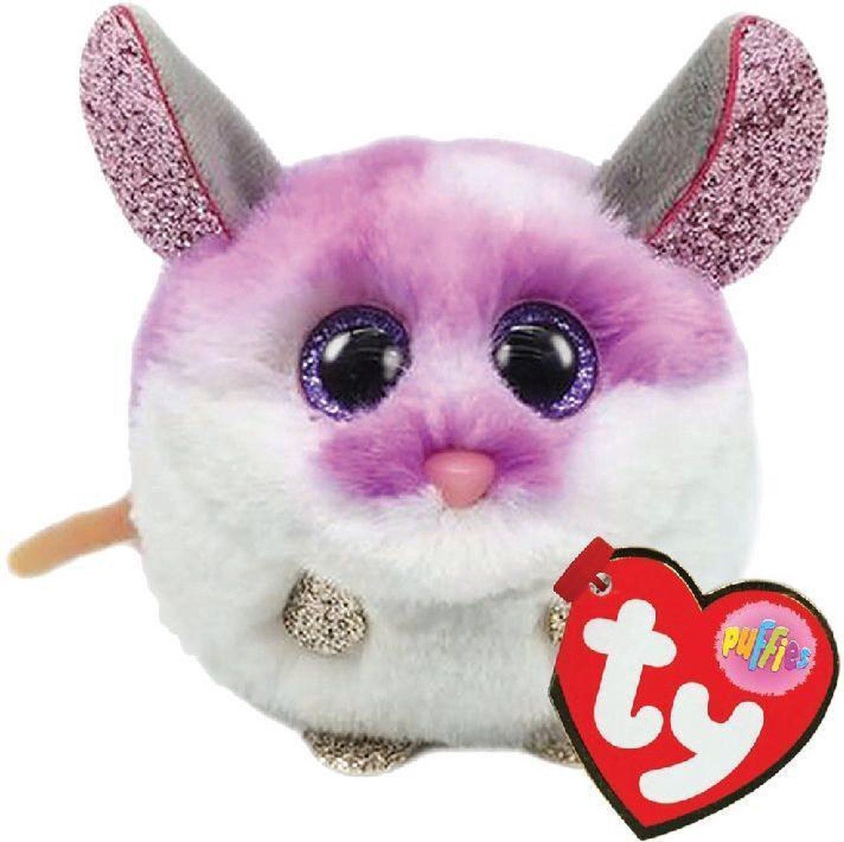 TY Teeny Puffies Colby Mouse - 10cm - Roze/Wit