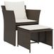 vidaXL Tuinstoel met voetenbank poly rattan bruin