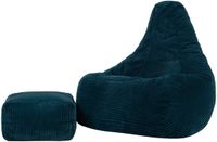 icon - Dalton XL Zitzak Fauteuil met Poef - Gaming - Ribfluweel - Blauwgroen