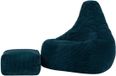 icon - Dalton XL Zitzak Fauteuil met Poef - Gaming - Ribfluweel - Blauwgroen