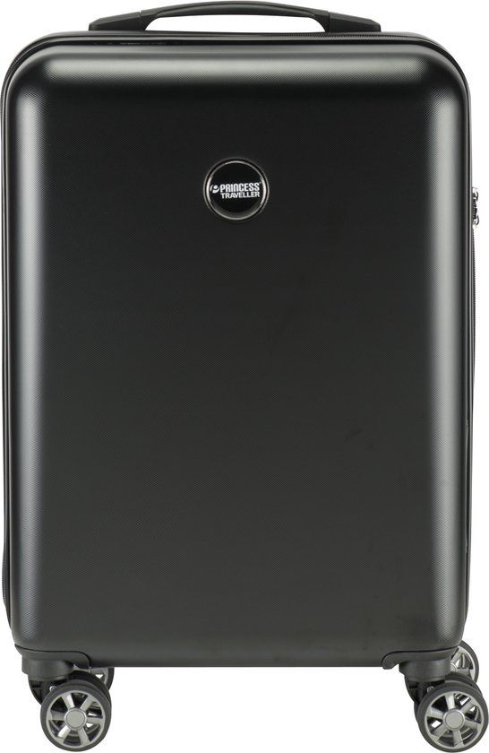 Princess Traveller PT01 Deluxe Handbagage Koffer - 55cm - Pitch Black - Hardcase - 8 Wielen - TSA Slot