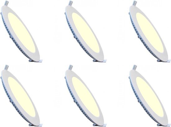 BES LED Voordeelpak LED Downlight Slim 6 Pack - Inbouw Rond 15W - Warm Wit 2700K - Mat Wit Aluminium - Ã˜195mm