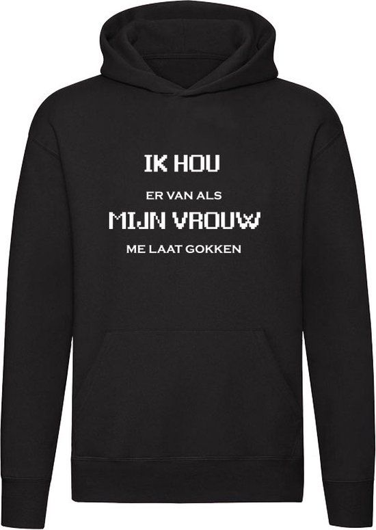 Sol's Ik hou er van als mijn vrouw me laat gokken Hoodie Zwart 4XL - Unisex