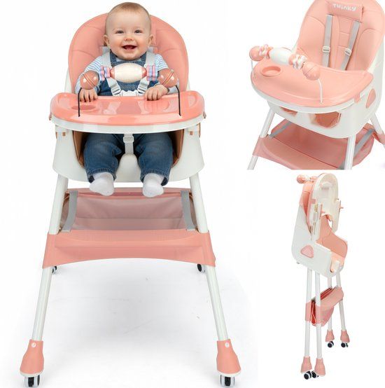 Twinky® Kinderstoel MAXI - 3-in-1 Kinderwagen Set - Roze - Meegroeistoel, Eetstoel & Babystoel