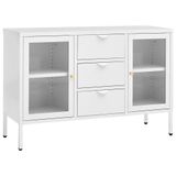 vidaXL Dressoir 105x35x70 cm Staal en Gehard Glas Wit