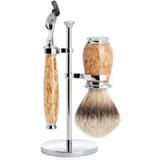 MÜHLE Purist Karelian Masur Birch 3-delige zilvertip Badger/Fusion Scheerset (S091H55F)