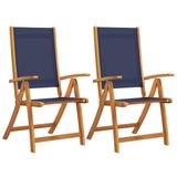 VidaXL Tuinstoel Terras Gecapitonneerde zitting Acaciahout, Stof/Weefsel Blauw