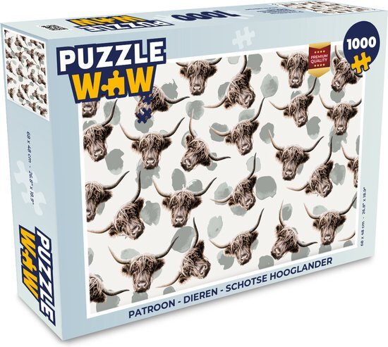 MuchoWow Puzzel Patroon - Dieren - Schotse hooglander - Legpuzzel - Puzzel 1000 stukjes volwassenen