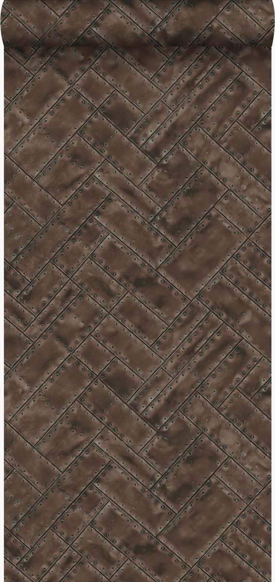 Origin Wallcoverings behang metalen platen roest bruin - 337239 - 53 cm x 10,05 m