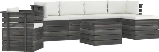 vidaXL 7-delige Loungeset met kussens pallet massief grenenhout